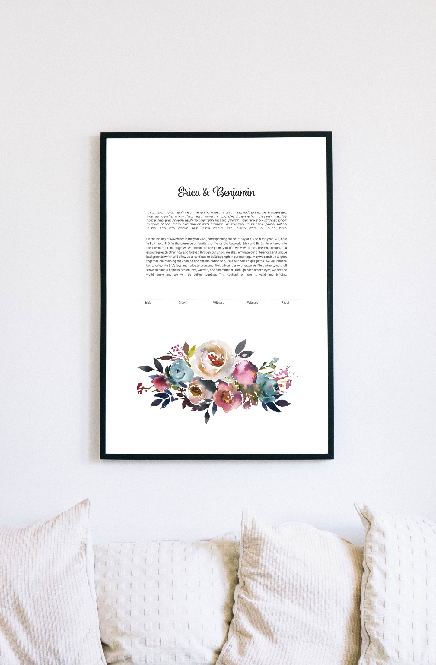 Pink Floral Watercolor Ketubah