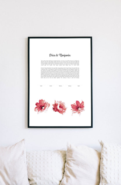Pink Floral Watercolor Ketubah