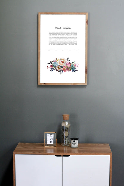 Pink Floral Watercolor Ketubah