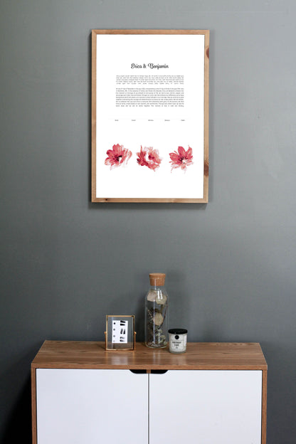 Pink Floral Watercolor Ketubah