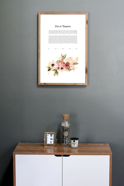 Pink Floral Watercolor Ketubah