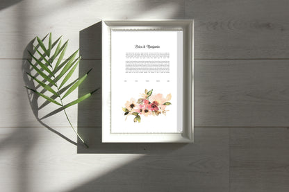 Pink Floral Watercolor Ketubah
