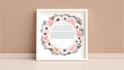 Pink Floral & Eucalyptus Ketubah