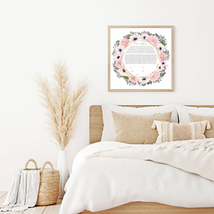 Pink Floral & Eucalyptus Ketubah