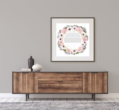 Pink Floral & Eucalyptus Ketubah