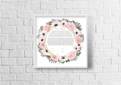 Pink Floral & Eucalyptus Ketubah