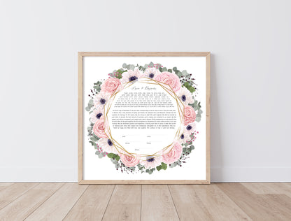 Pink Floral & Eucalyptus Ketubah