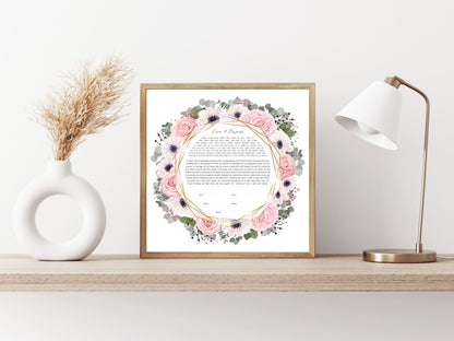 Pink Floral & Eucalyptus Ketubah