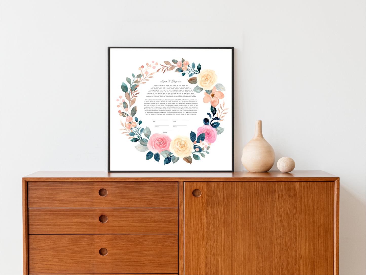 Pink and Yellow Floral Ketubah