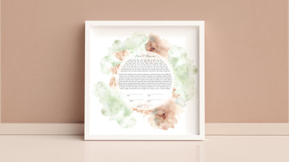 Pink and Green Watercolor Ketubah