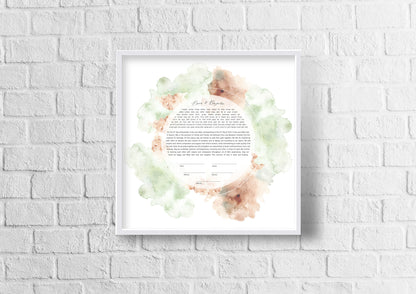 Pink and Green Watercolor Ketubah