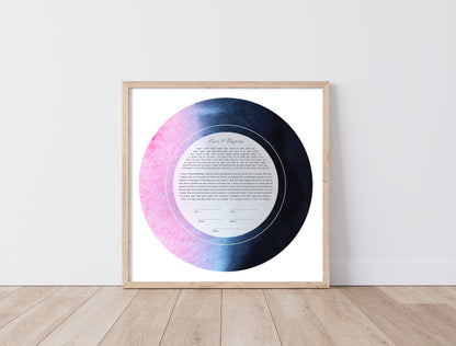 Pink and Navy Blue Watercolor Ketubah