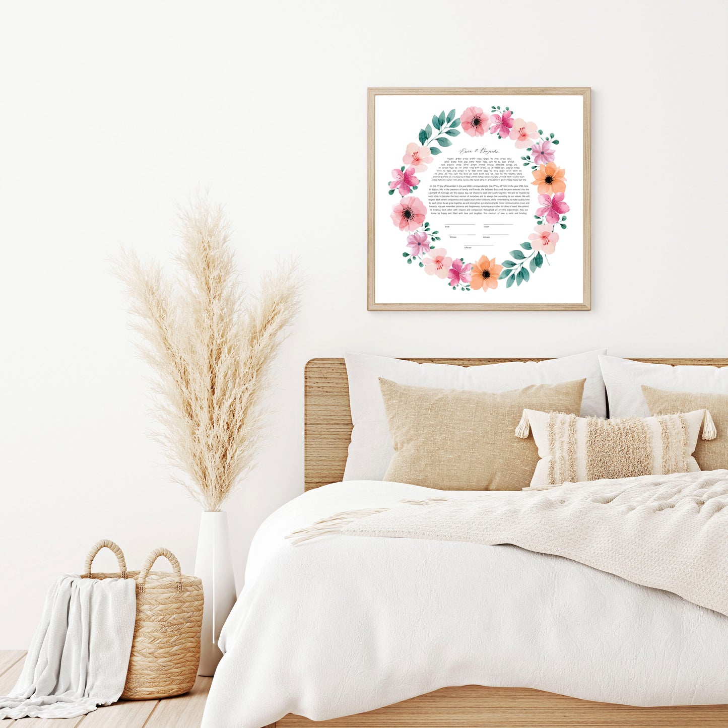 Pink and Orange Floral Ketubah