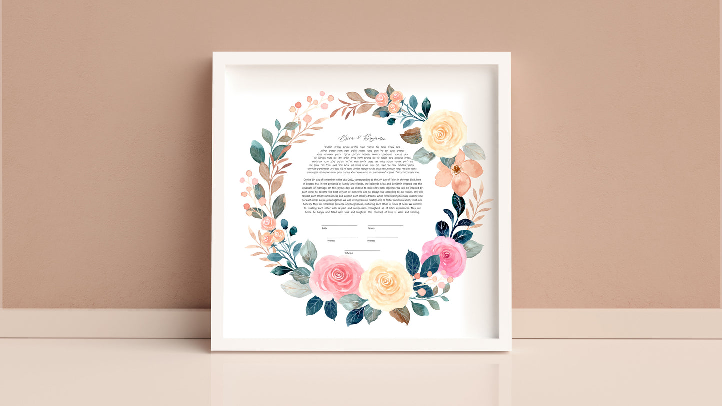 Pink and Yellow Floral Ketubah