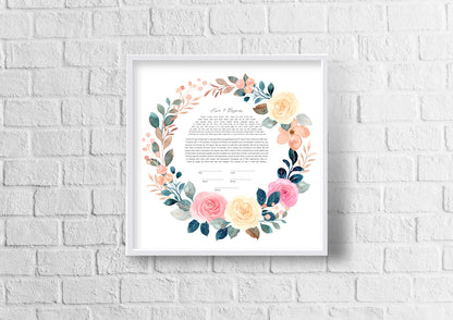 Pink and Yellow Floral Ketubah