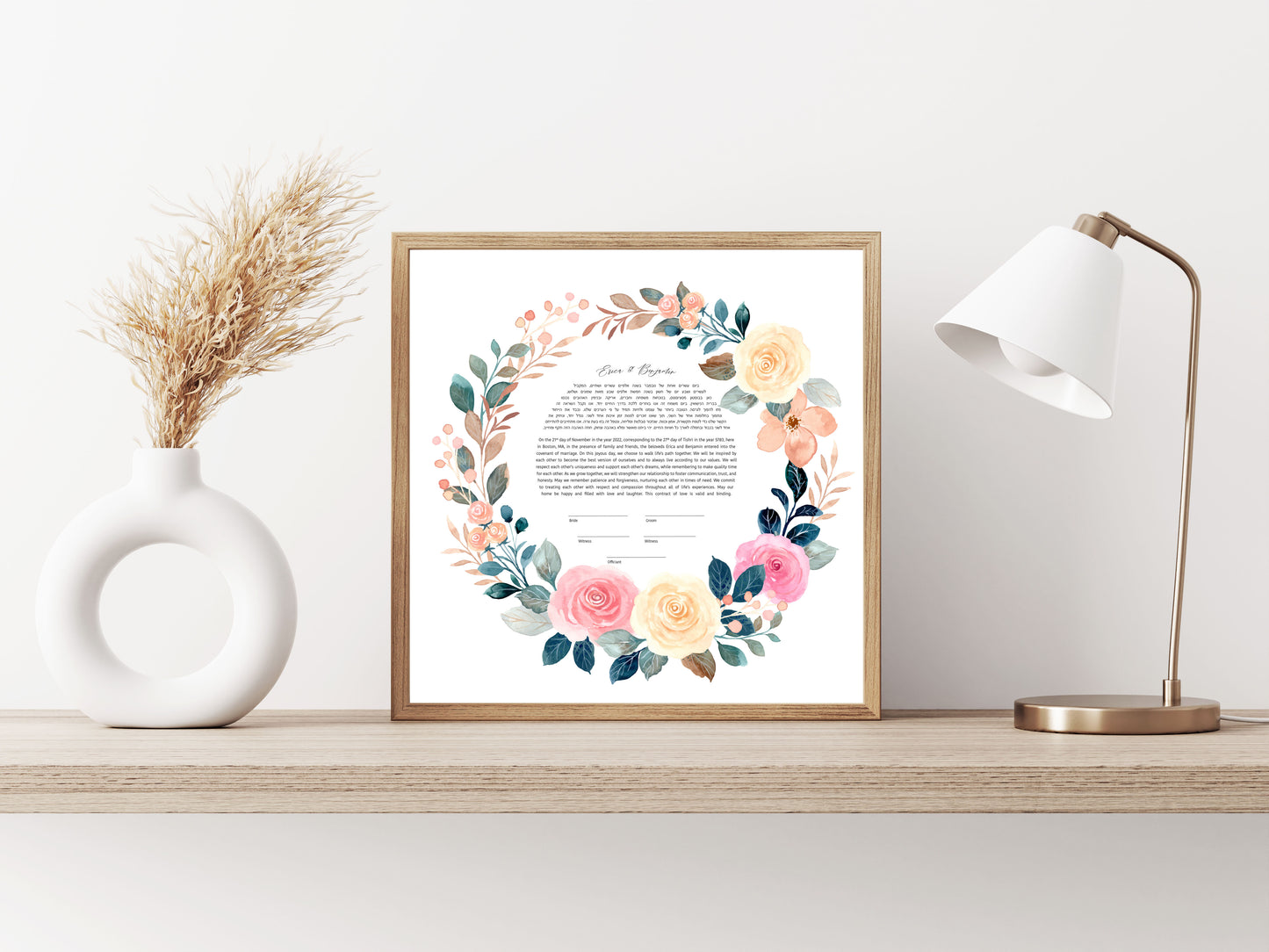 Pink and Yellow Floral Ketubah