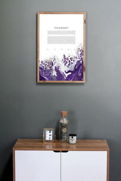 Purple Acrylic Pour Ketubah