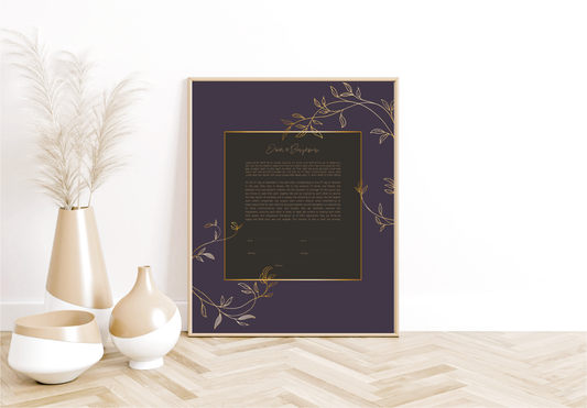 Purple & Gold Floral Ketubah