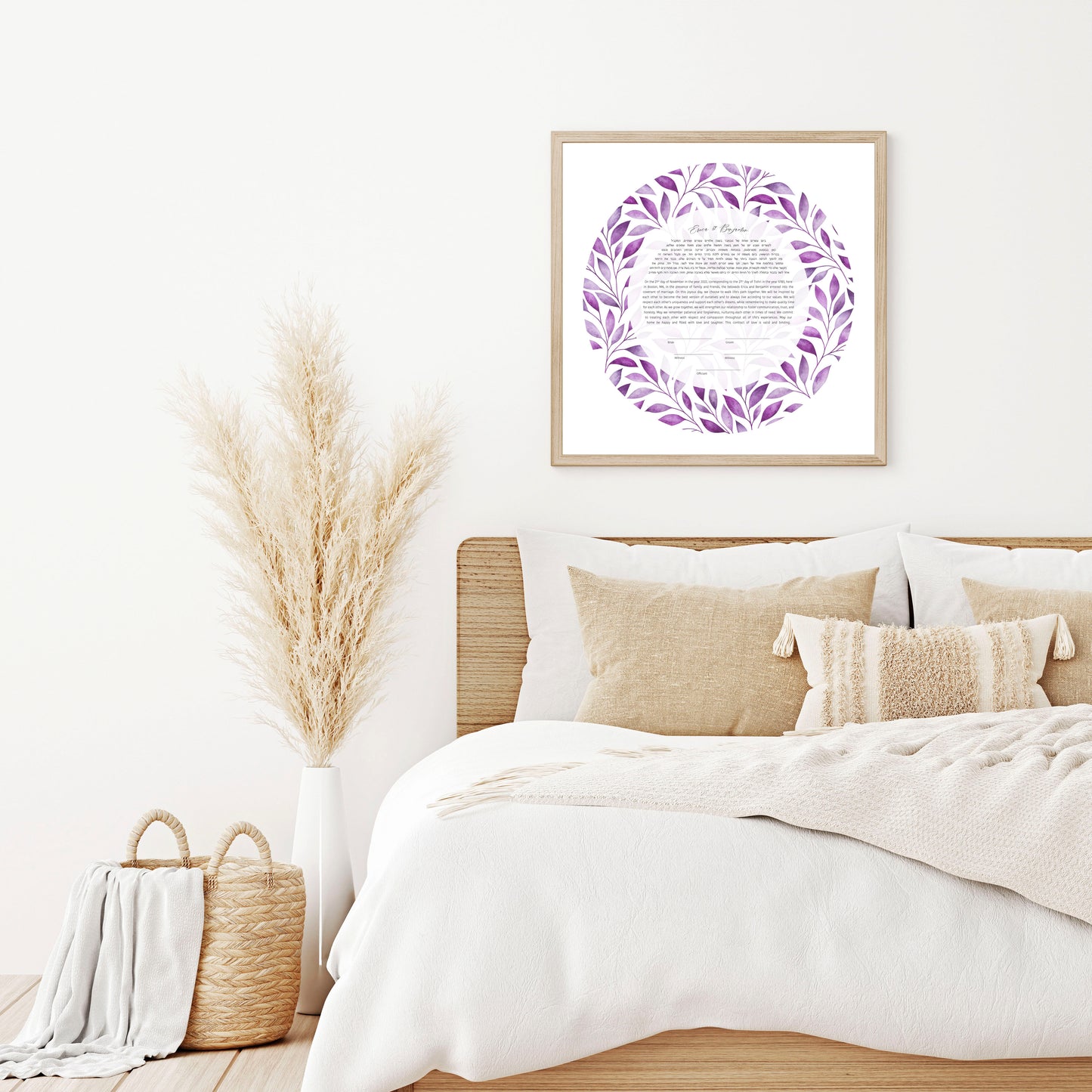 Purple Leaf Watercolor Ketubah