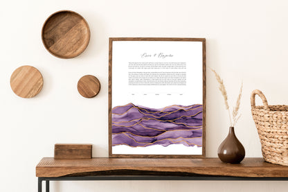 Purple and Gold Watercolor Ketubah