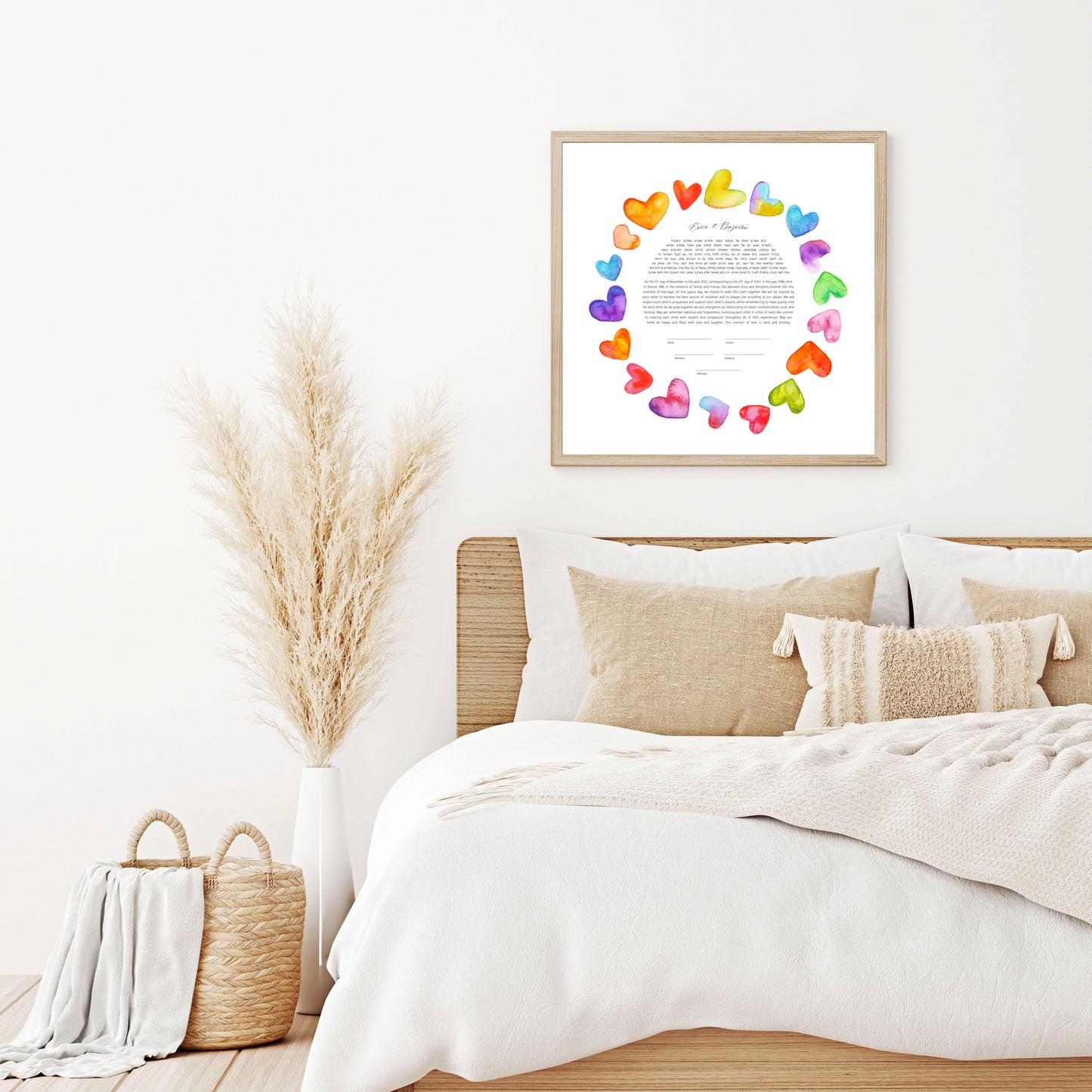 Rainbow Hearts Watercolor Ketubah