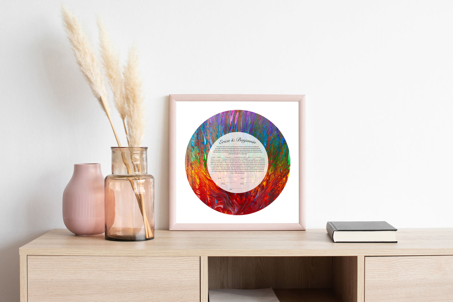 Rainbow Stained Glass Burning Bush Ketubah