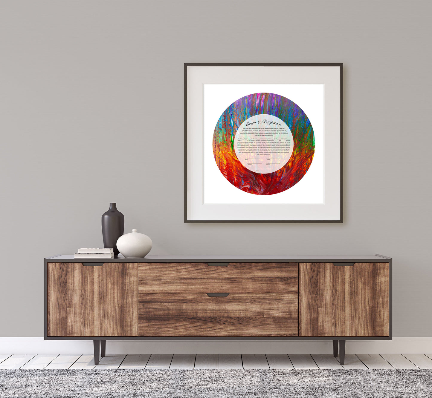 Rainbow Stained Glass Burning Bush Ketubah