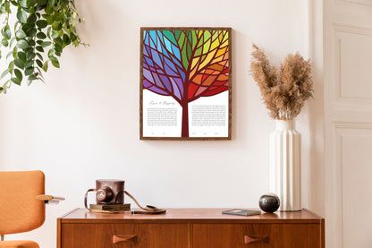 Rainbow Tree of Life Stained Glass Ketubah