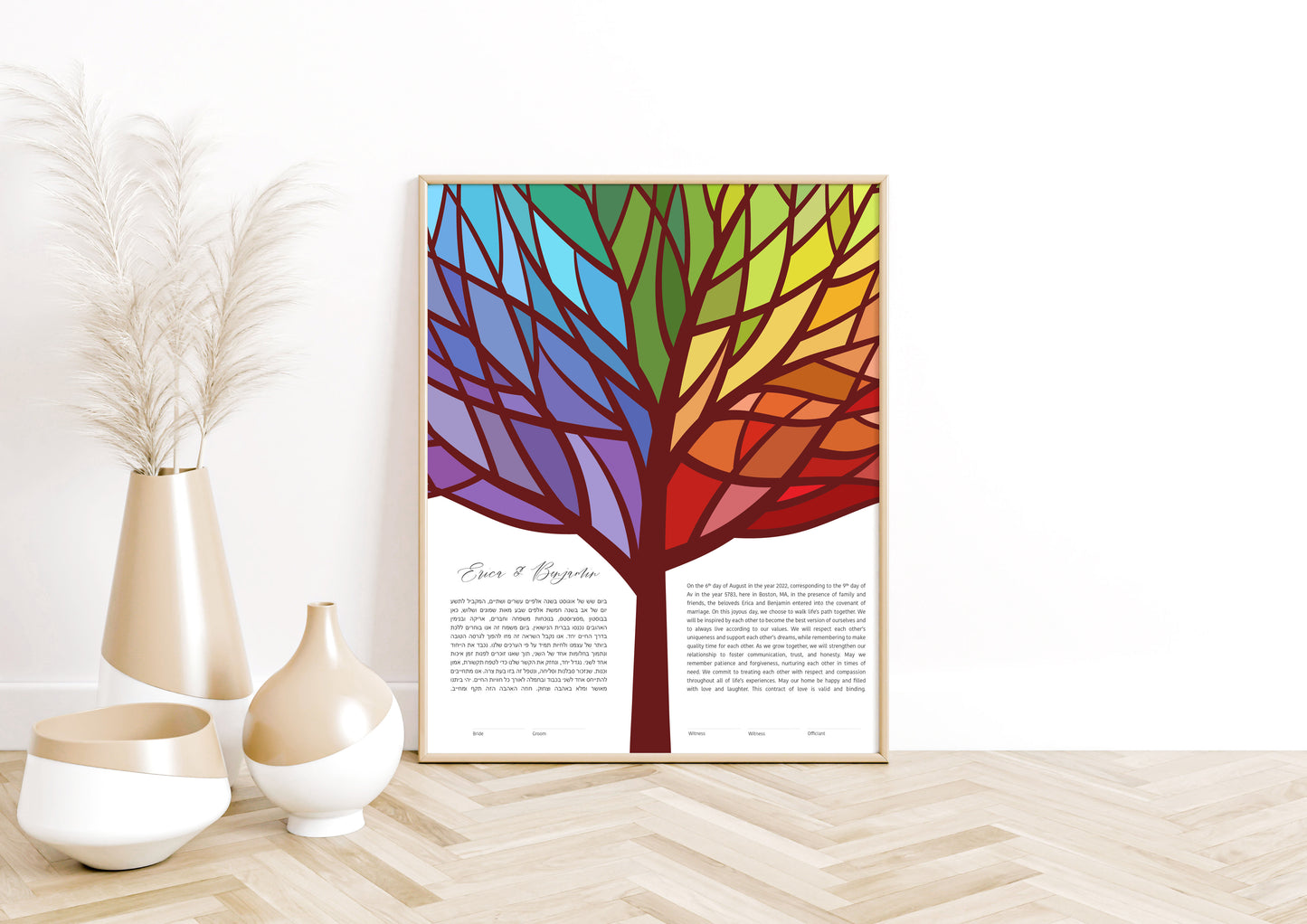 Rainbow Tree of Life Stained Glass Ketubah