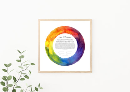 Rainbow Watercolor Ketubah