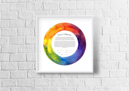 Rainbow Watercolor Ketubah