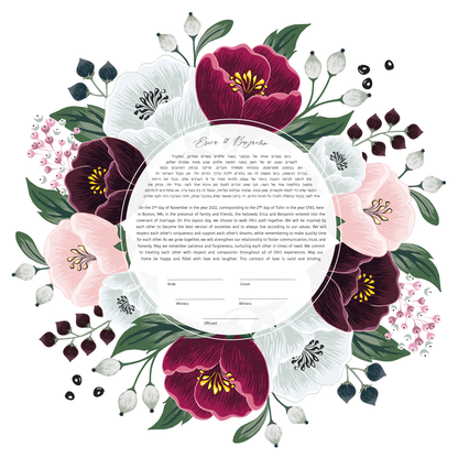 Red and White Floral Ketubah