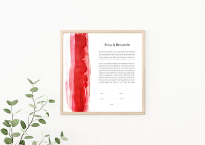 Red Watercolor Ketubah