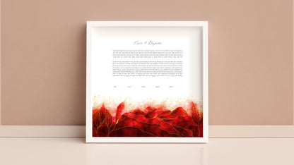 Red and Gold Leaves Watercolor Ketubah
