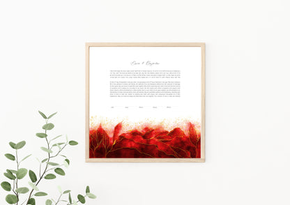Red and Gold Leaves Watercolor Ketubah