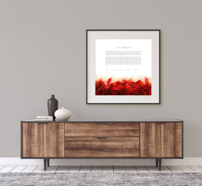 Red and Gold Leaves Watercolor Ketubah