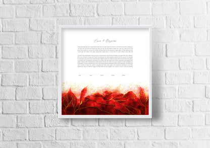Red and Gold Leaves Watercolor Ketubah