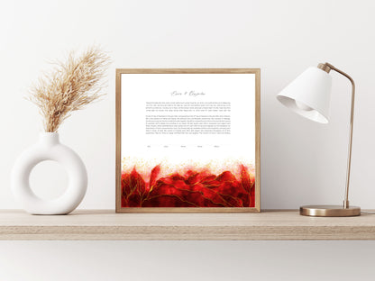 Red and Gold Leaves Watercolor Ketubah
