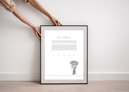Rose Line Drawing Ketubah
