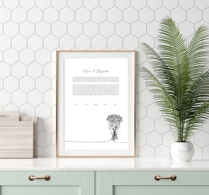 Rose Line Drawing Ketubah