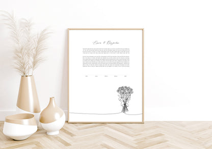 Rose Line Drawing Ketubah