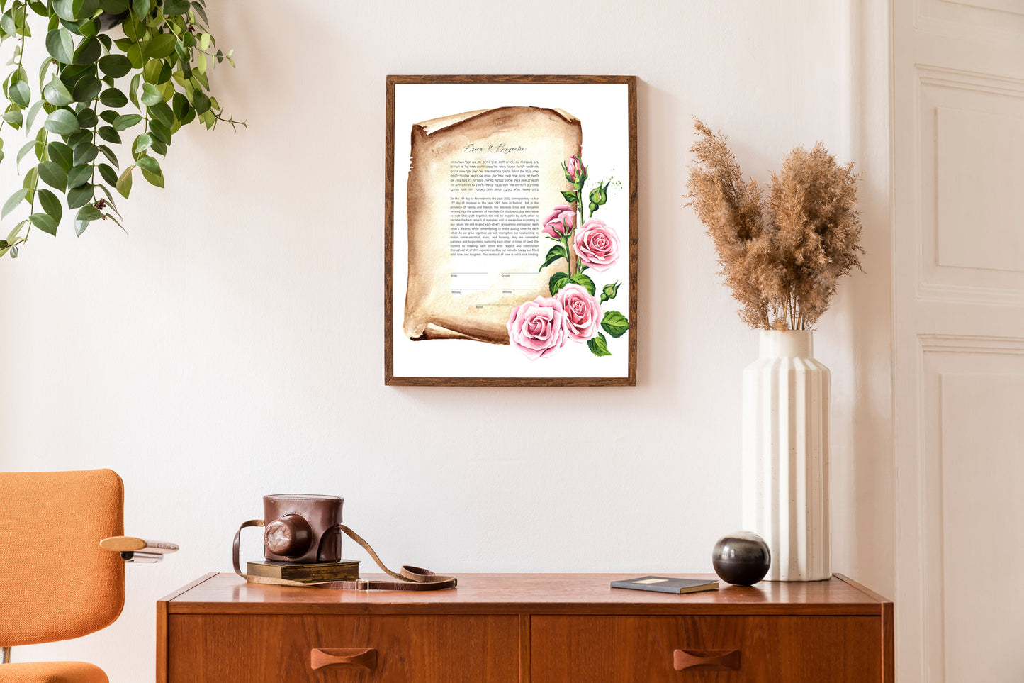 Rose Scroll Watercolor Ketubah