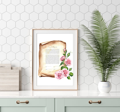 Rose Scroll Watercolor Ketubah