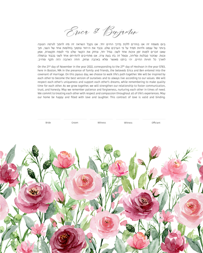 Watercolor Rose Floral Ketubah