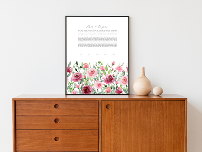 Watercolor Rose Floral Ketubah