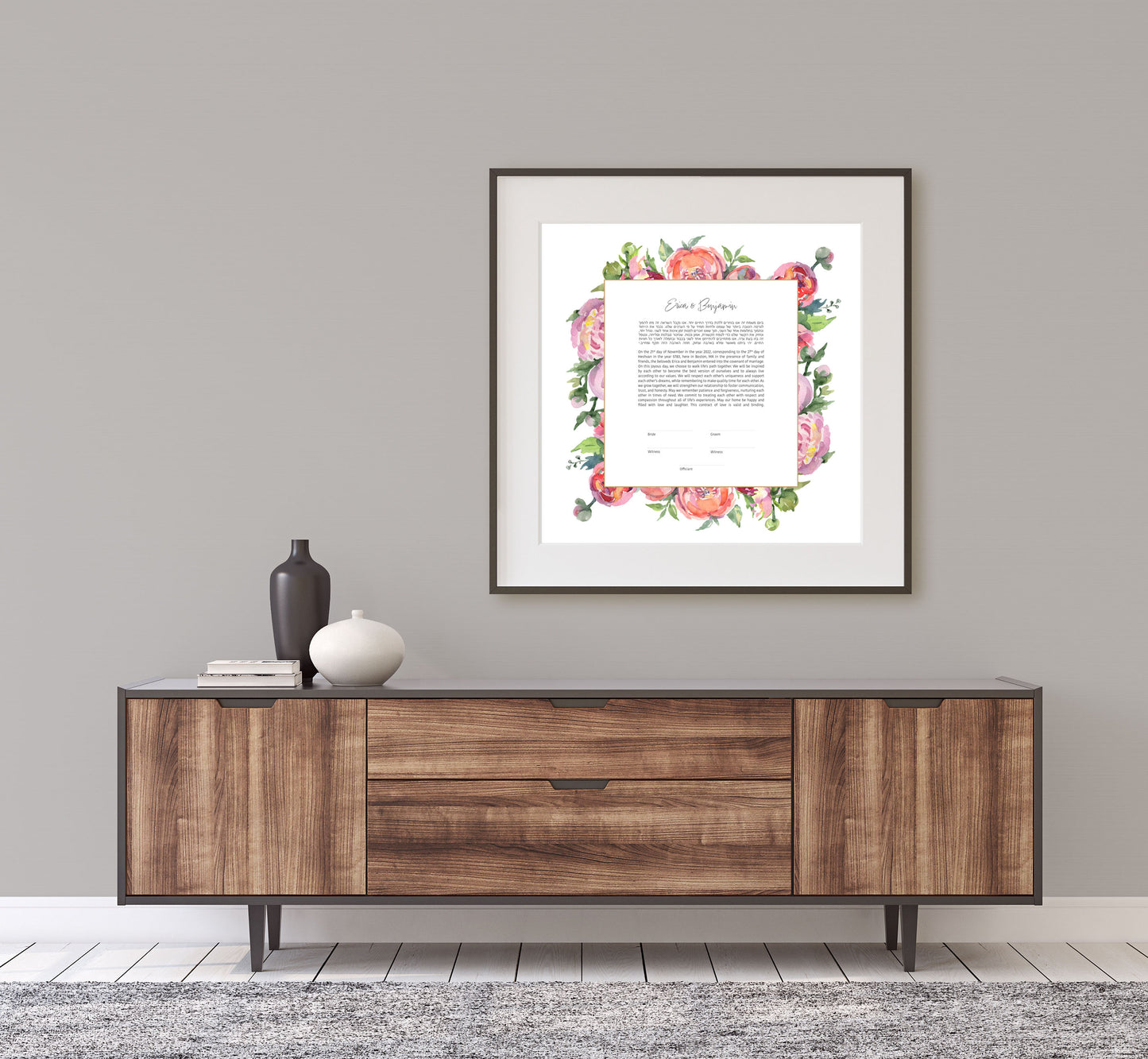 Rose Watercolor Square Ketubah