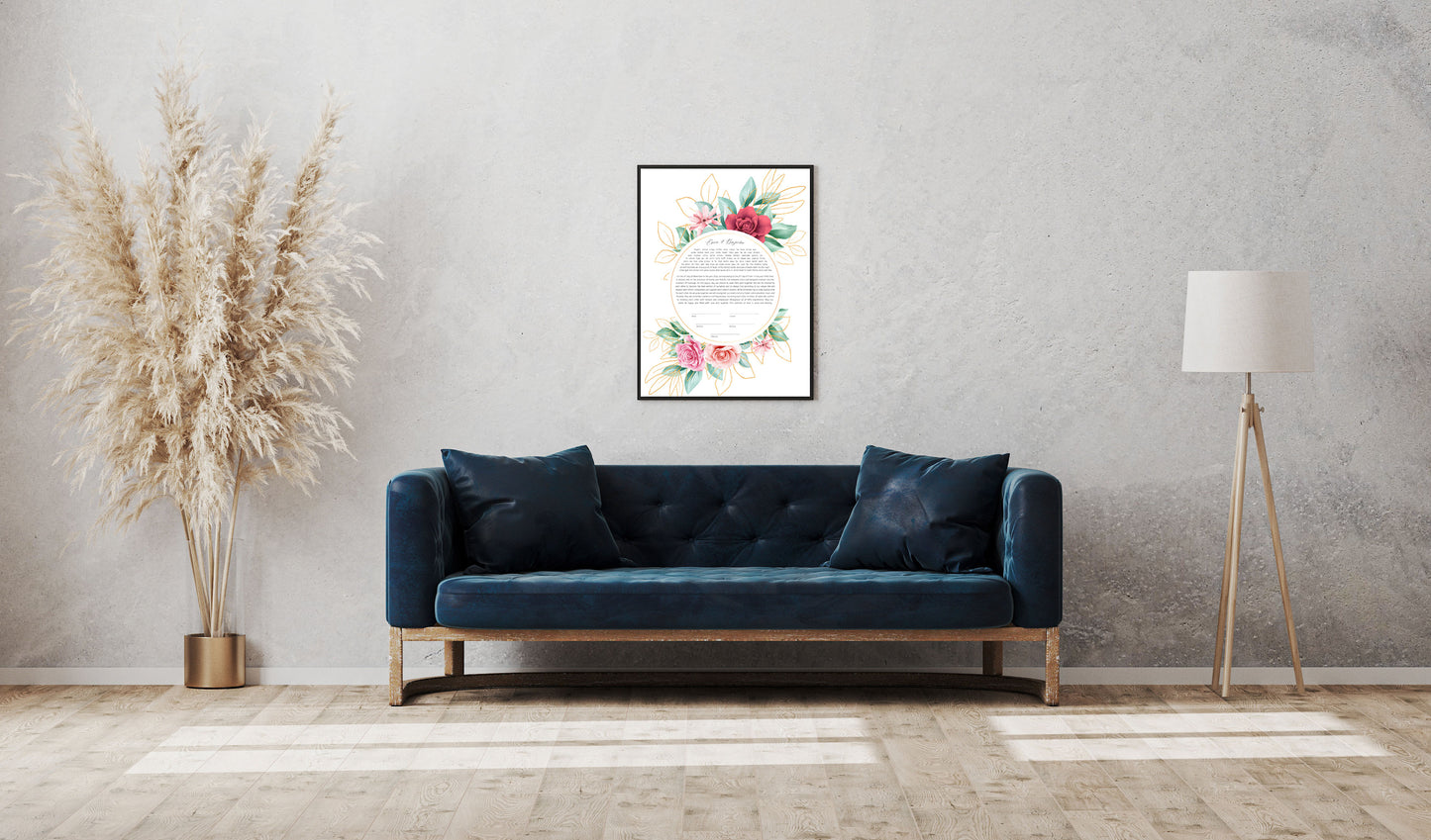 Rose and Gold Leaf Watercolor Ketubah