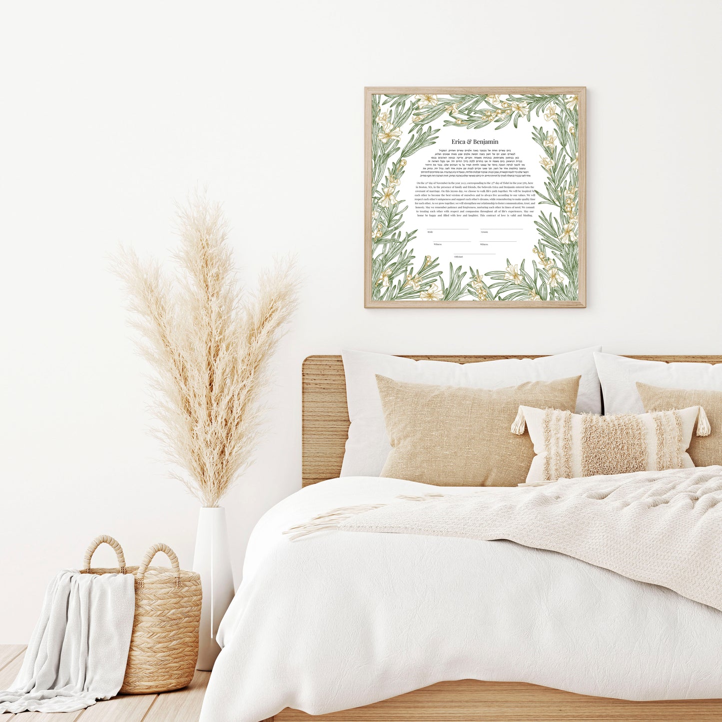 Rosemary Leaf and Gold Floral Ketubah