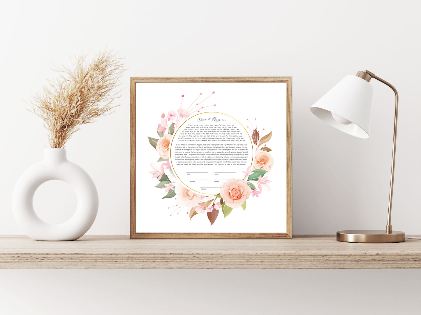 Roses and Gold Ring Ketubah