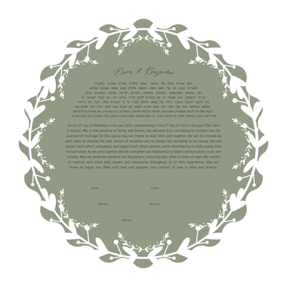 Sage Green Floral Cutout Ketubah